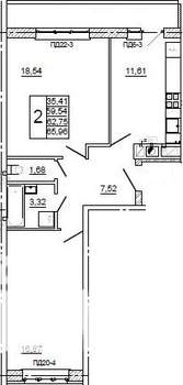 2-к квартира, вторичка, 66м2, 6/10 этаж