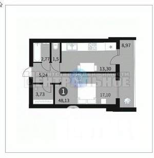1-к квартира, вторичка, 48м2, 8/10 этаж