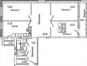 3-к квартира, строящийся дом, 102м2, 3/10 этаж