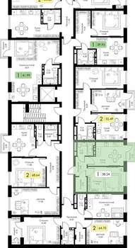 1-к квартира, строящийся дом, 38м2, 3/15 этаж