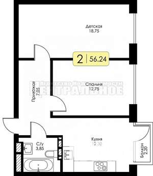 2-к квартира, вторичка, 56м2, 2/11 этаж