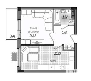 1-к квартира, строящийся дом, 42м2, 10/16 этаж