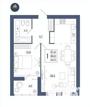 1-к квартира, строящийся дом, 54м2, 11/16 этаж