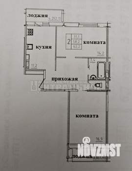 2-к квартира, вторичка, 55м2, 1/10 этаж