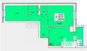 2-к квартира, вторичка, 69м2, 3/5 этаж