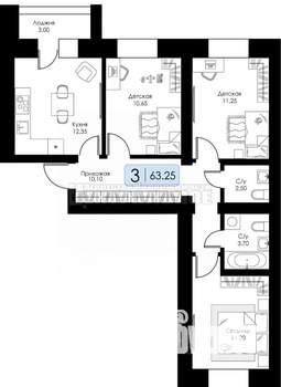 3-к квартира, вторичка, 53м2, 3/10 этаж