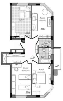 3-к квартира, вторичка, 88м2, 5/16 этаж