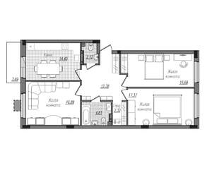 3-к квартира, строящийся дом, 91м2, 3/16 этаж