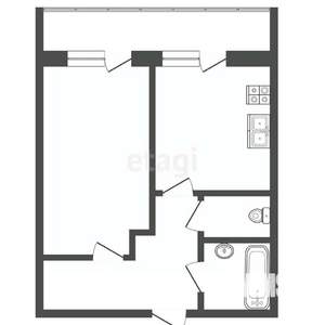 1-к квартира, сданный дом, 52м2, 2/10 этаж