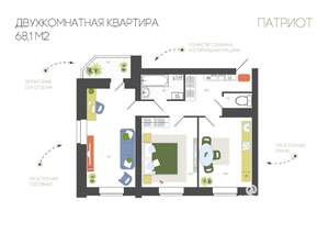 2-к квартира, вторичка, 68м2, 10/10 этаж