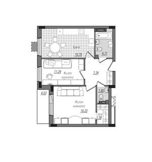 2-к квартира, строящийся дом, 63м2, 3/16 этаж