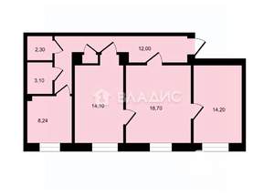 3-к квартира, вторичка, 74м2, 3/4 этаж