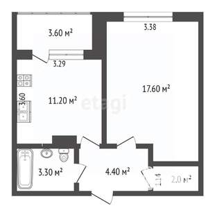 1-к квартира, вторичка, 38м2, 4/6 этаж