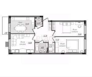 3-к квартира, вторичка, 91м2, 1/16 этаж