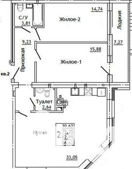 2-к квартира, строящийся дом, 87м2, 1/10 этаж