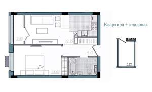 2-к квартира, строящийся дом, 43м2, 3/14 этаж