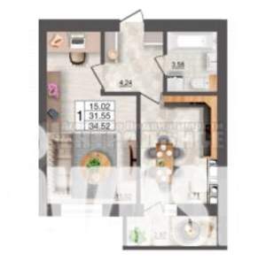 1-к квартира, вторичка, 35м2, 10/10 этаж