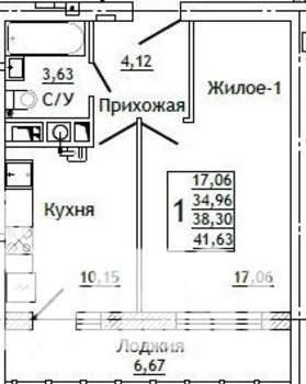 1-к квартира, строящийся дом, 42м2, 8/10 этаж