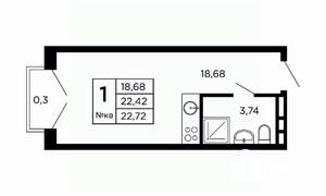 Студия квартира, вторичка, 23м2, 7/16 этаж