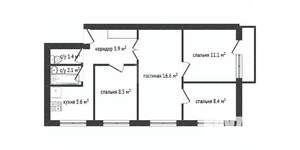 4-к квартира, вторичка, 62м2, 5/5 этаж