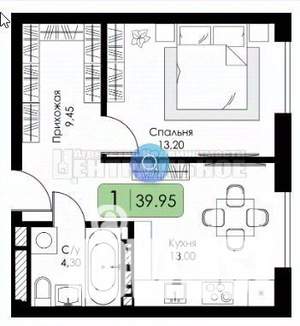 1-к квартира, вторичка, 40м2, 5/5 этаж