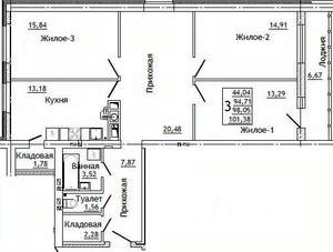 3-к квартира, строящийся дом, 101м2, 5/10 этаж