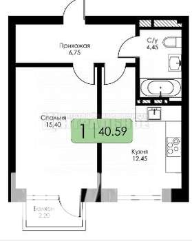 1-к квартира, вторичка, 41м2, 2/6 этаж