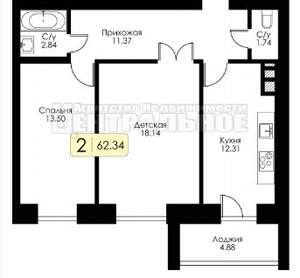 2-к квартира, вторичка, 62м2, 8/10 этаж