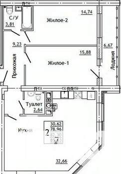 2-к квартира, строящийся дом, 86м2, 10/10 этаж