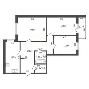 3-к квартира, вторичка, 88м2, 7/9 этаж