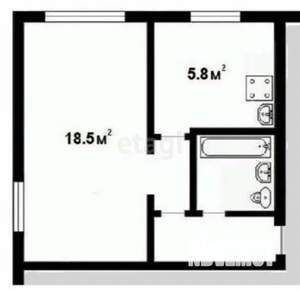 1-к квартира, вторичка, 30м2, 5/5 этаж