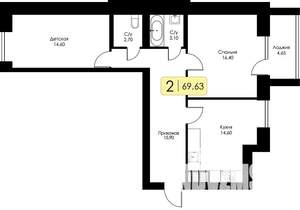 3-к квартира, строящийся дом, 70м2, 10/10 этаж