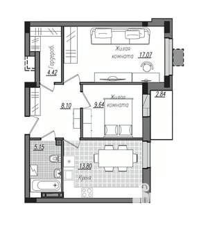 2-к квартира, строящийся дом, 61м2, 13/16 этаж