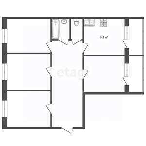 4-к квартира, вторичка, 78м2, 2/5 этаж