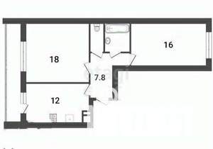 2-к квартира, вторичка, 63м2, 2/10 этаж