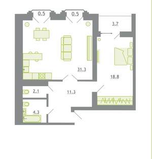 2-к квартира, сданный дом, 73м2, 3/5 этаж