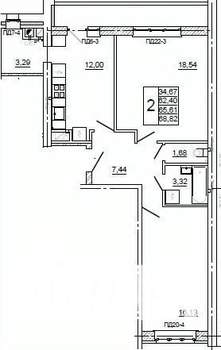 2-к квартира, вторичка, 69м2, 8/10 этаж