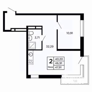 Студия квартира, строящийся дом, 49м2, 10/16 этаж