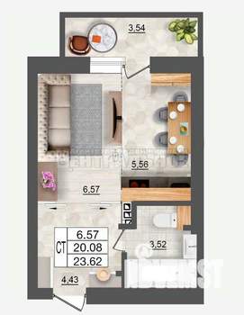 Студия квартира, вторичка, 26м2, 3/10 этаж
