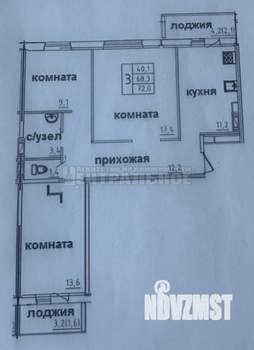 2-к квартира, вторичка, 62м2, 9/10 этаж