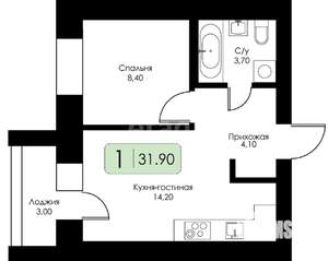 1-к квартира, вторичка, 32м2, 3/11 этаж