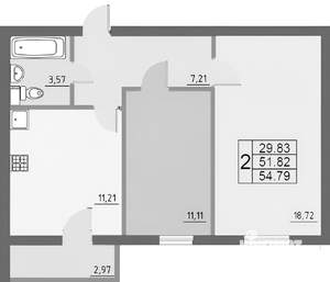 2-к квартира, вторичка, 55м2, 8/10 этаж