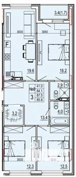 3-к квартира, вторичка, 88м2, 6/11 этаж