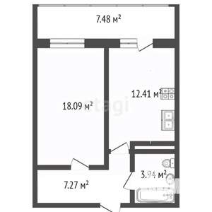 1-к квартира, вторичка, 49м2, 8/10 этаж