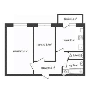 2-к квартира, вторичка, 47м2, 9/10 этаж