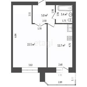 1-к квартира, вторичка, 44м2, 10/10 этаж