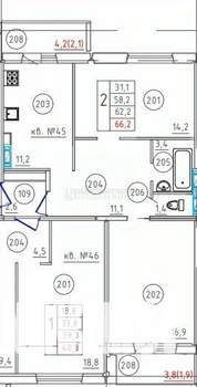 2-к квартира, вторичка, 66м2, 3/10 этаж