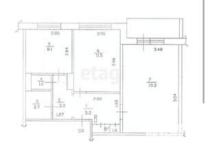 2-к квартира, вторичка, 55м2, 7/9 этаж