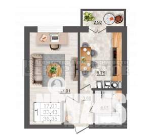 1-к квартира, вторичка, 36м2, 3/10 этаж