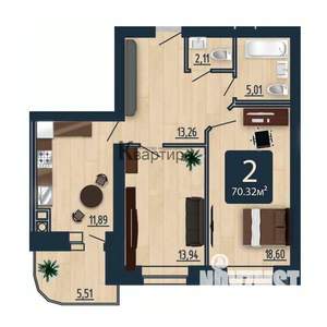 2-к квартира, вторичка, 70м2, 5/10 этаж